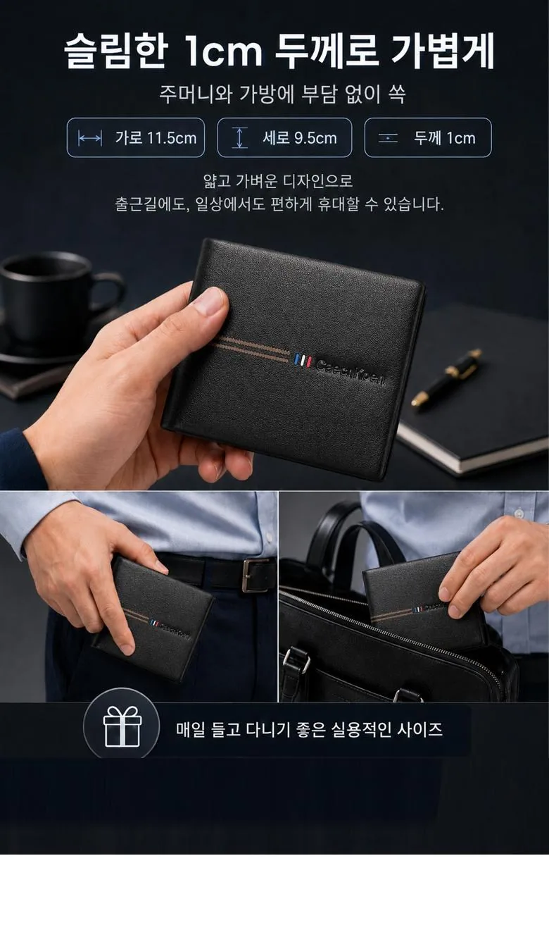보이제 CaecnKoen 남자 반지갑 남성용 지갑 슬림 패션 2220